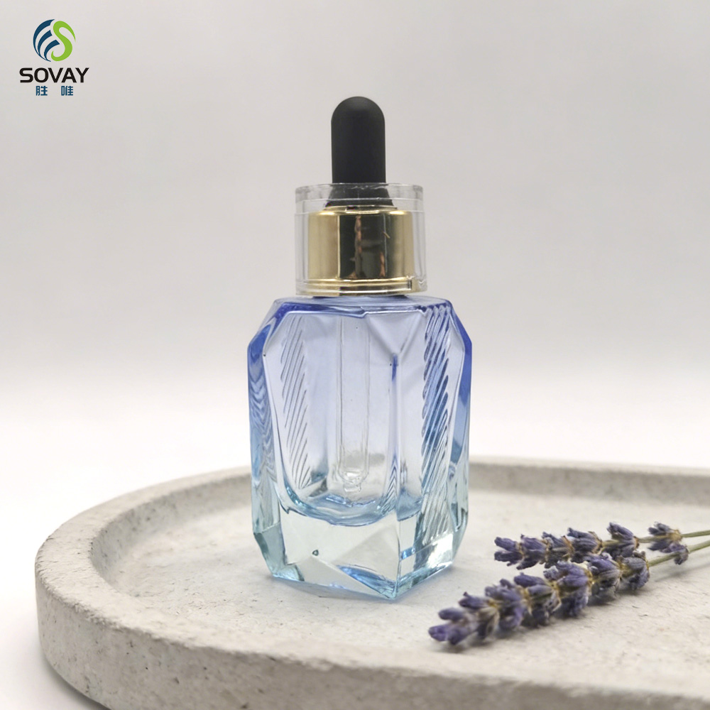 SE59 Luxury 30ml 50ml Flat Shoulder Square Serum Bottle Empty Thick Bottom 30 Ml Square Glass Essential Oil Bottle with Dropper