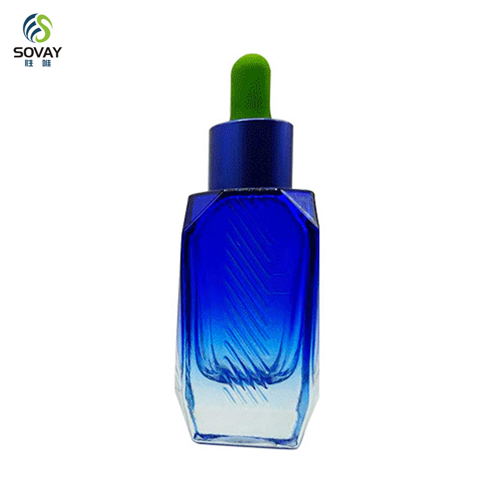 SE59 Luxury 30ml 50ml Flat Shoulder Square Serum Bottle Empty Thick Bottom 30 Ml Square Glass Essential Oil Bottle with Dropper