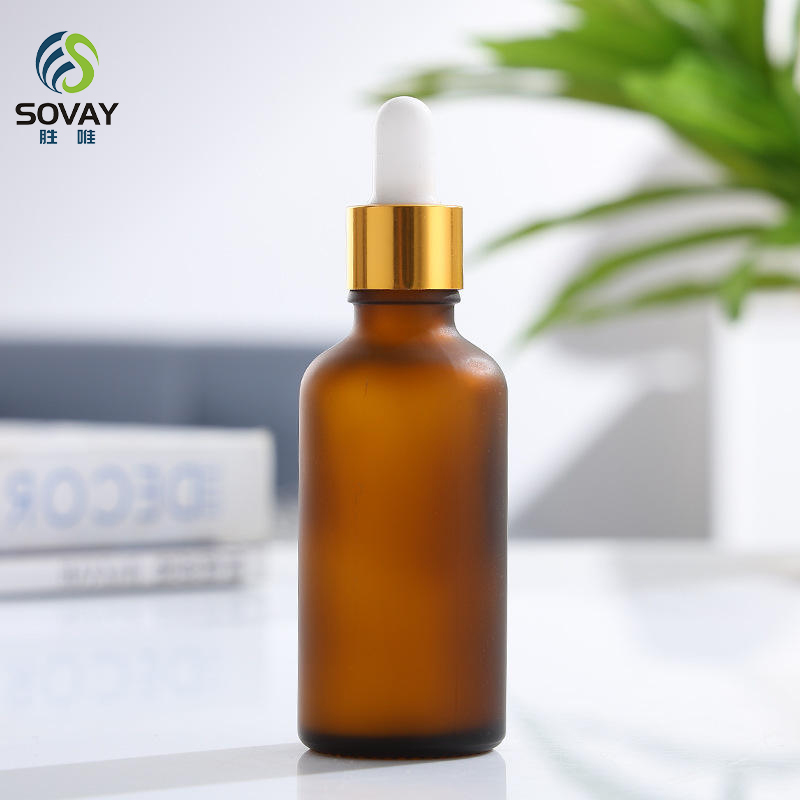 SE06 High Quality 5ml 10ml 15ml 20ml 30ml 50ml 100ml Frosted Amber Glass Dropper Bottle with Glod Lid for Essential Oil