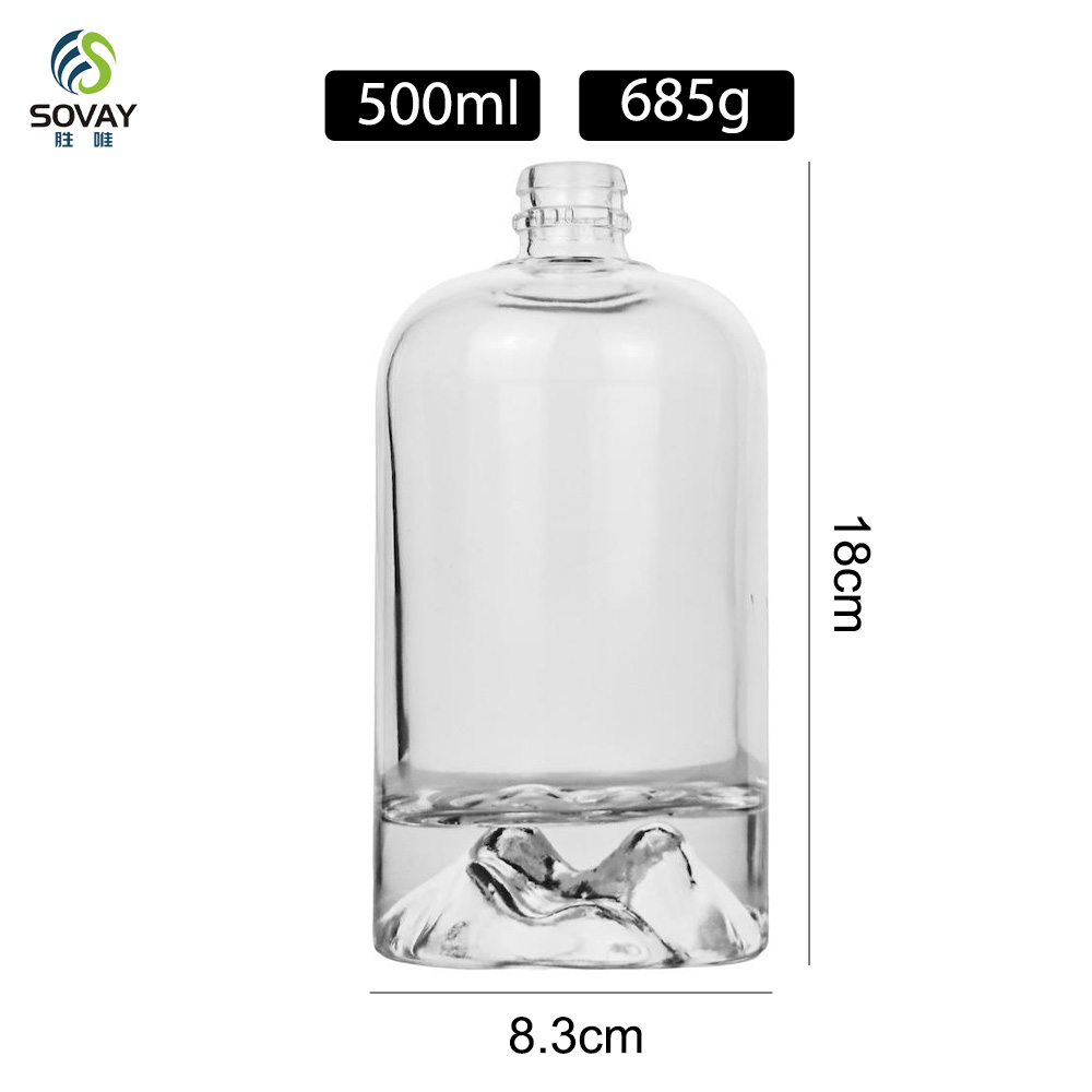 SW162 Wholesale 500ml Wine Glass Bottle Decanter Empty for Liquor Spirits Whiskey Packaging Glass Mountain Bottle