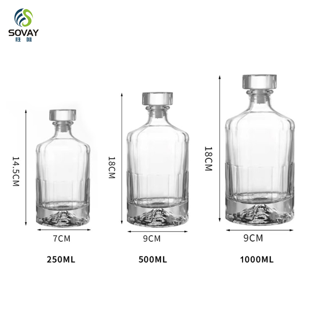 SW164 Cork Sealing Type Fancy Liquor Bottle 100ml 250ml 500ml 1000ml Reusable Glass Bottle for Vodka