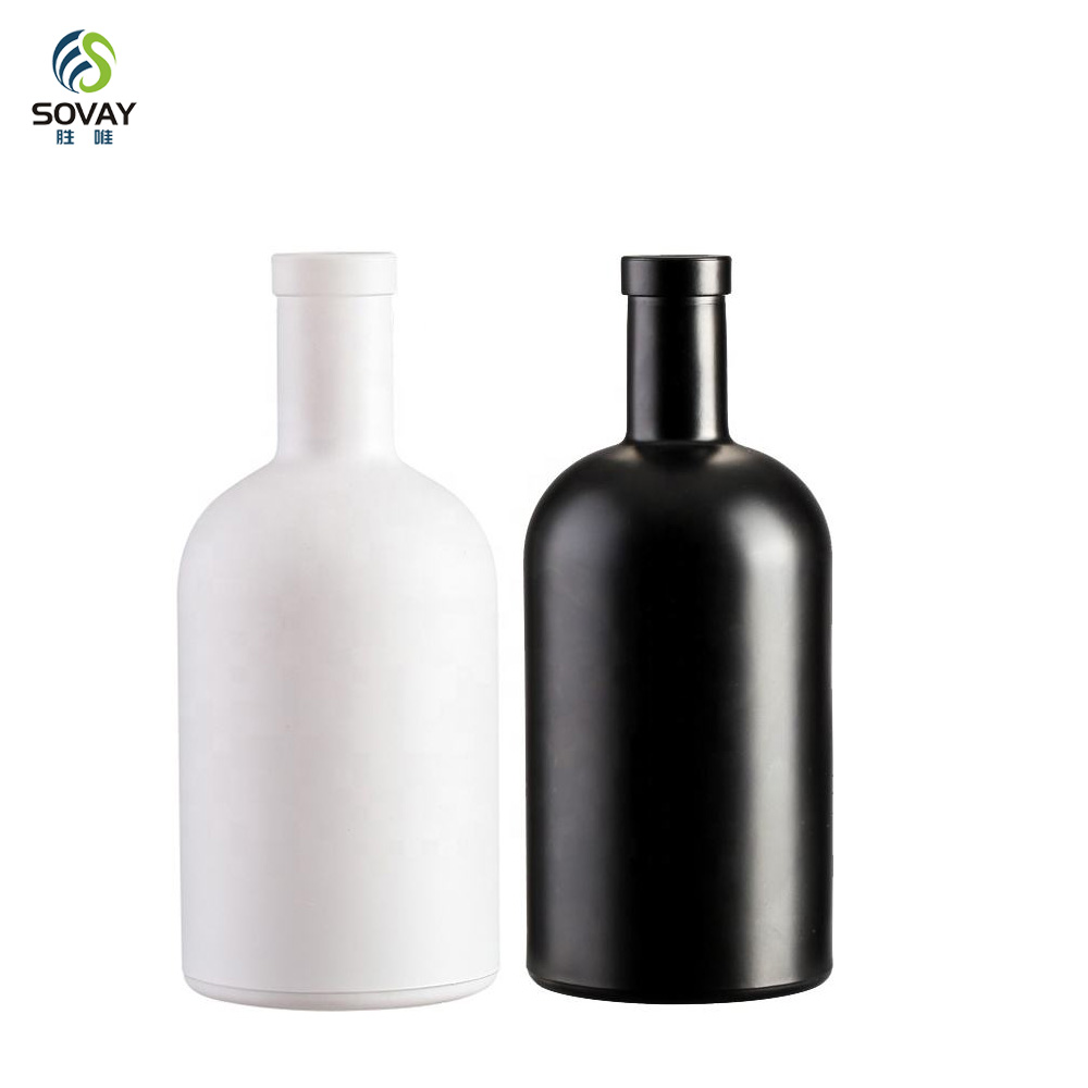 SW139N Hot Sale 100ml 250ml 375ml 500ml 750ml 1000ml Empty Matt Black Glass Liquor Vodlka Olive Oil Bottle with Cork Stopper Screen Printed