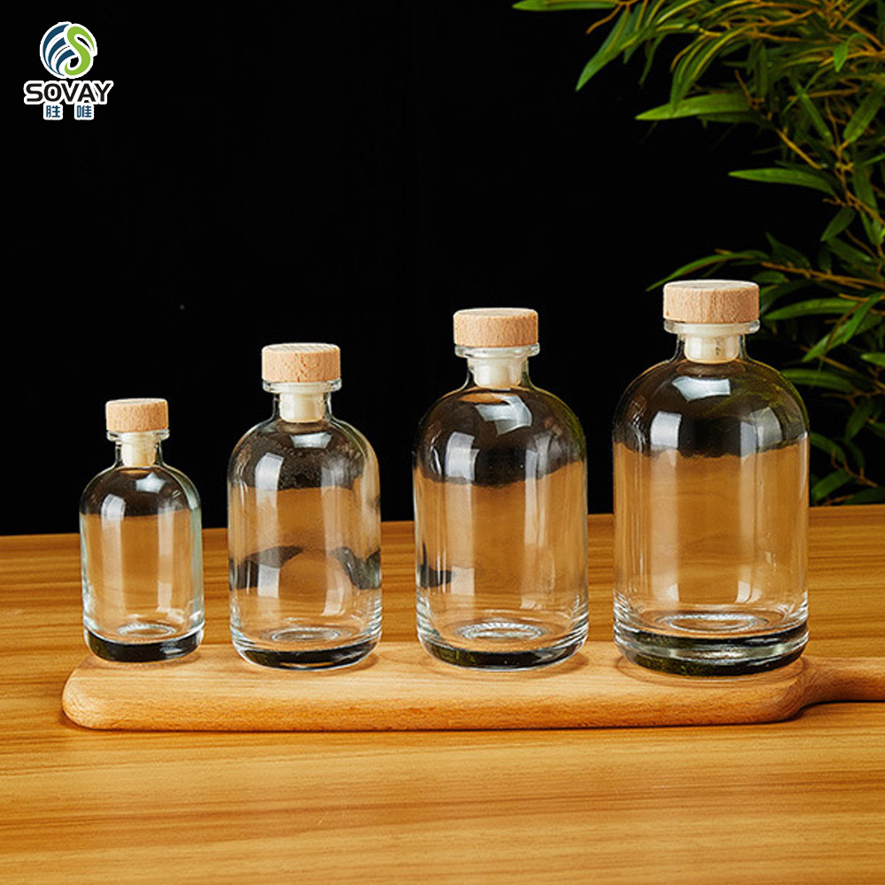 SW163 100ml 250ml 375ml 500ml Essential Oils Glass Aroma Diffuser Bottle Vodka Liquor Glass Bottle with Cap