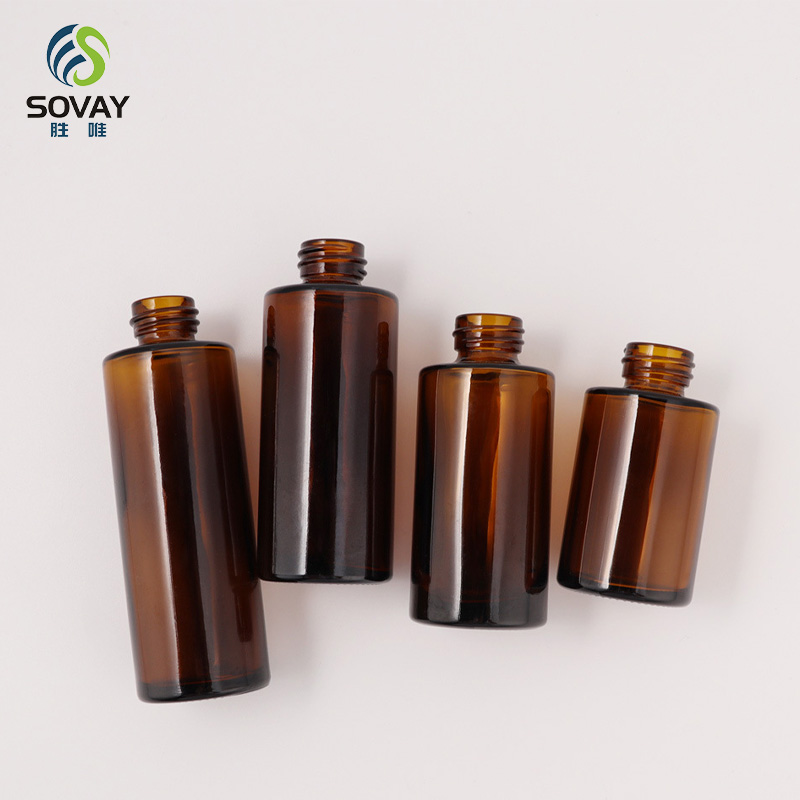 SE08 20ml 30ml 40ml 50ml 60ml 80ml 100ml Wholesale Brown Round Hand Body Amber Glass Lotion Bottle with Pump Spray