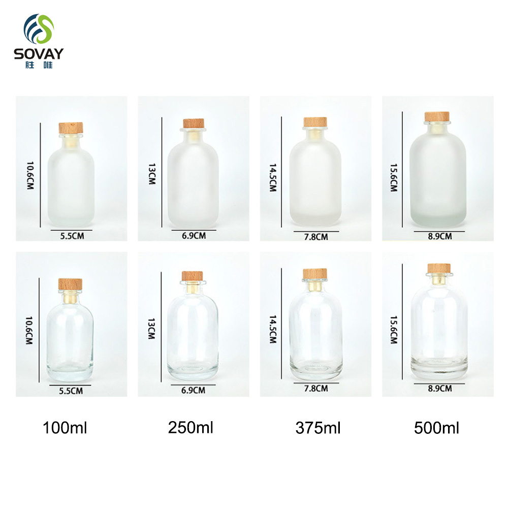 SW163 100ml 250ml 375ml 500ml Essential Oils Glass Aroma Diffuser Bottle Vodka Liquor Glass Bottle with Cap