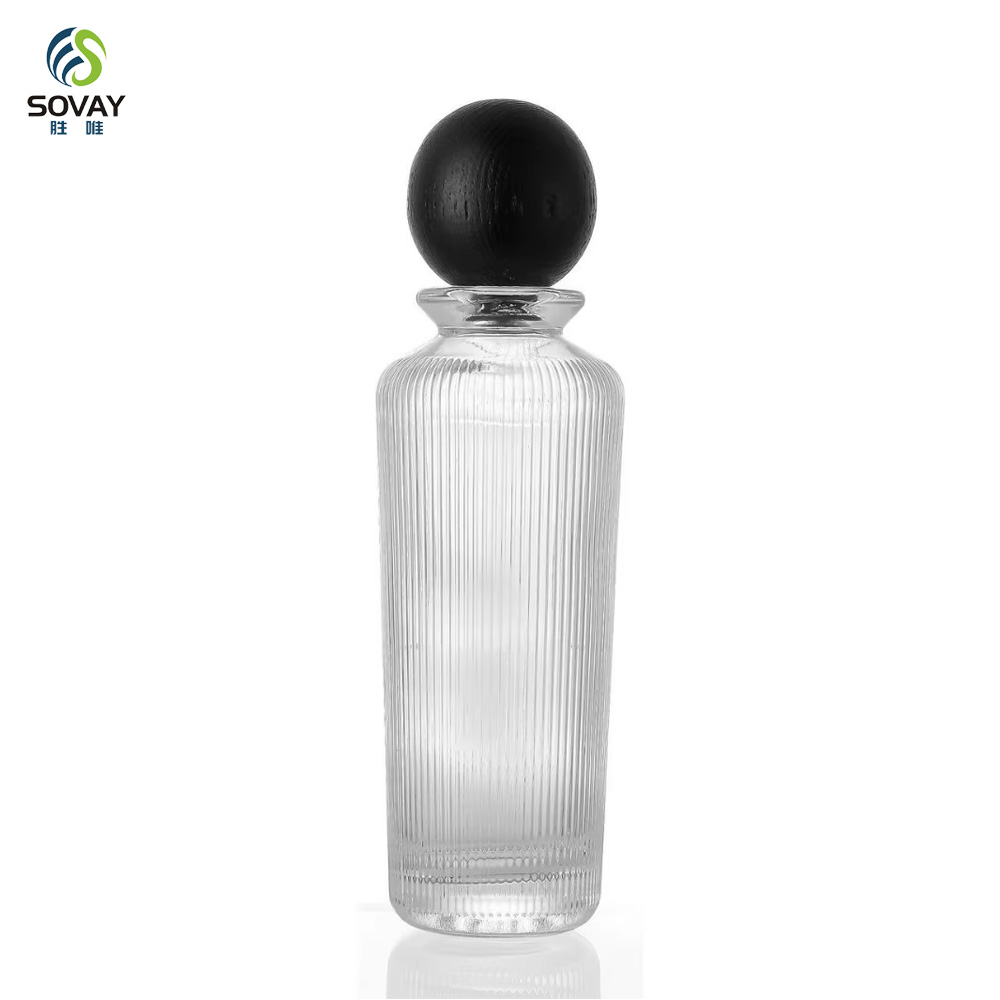 SP49 High-Permeability Straight Slender Glass Clear Empty Perfume Bottles 50ml 100ml 180ml with Vertical Stripe Labeling Area