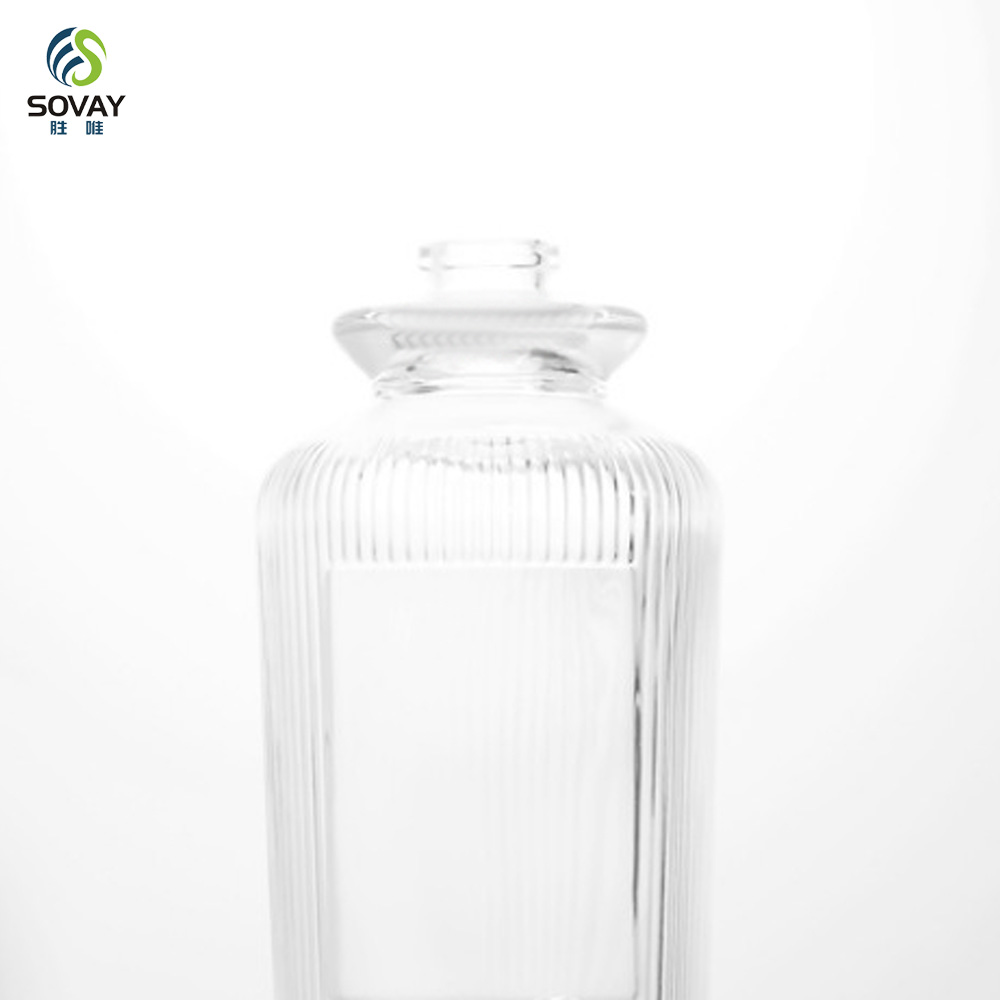 SP49 High-Permeability Straight Slender Glass Clear Empty Perfume Bottles 50ml 100ml 180ml with Vertical Stripe Labeling Area