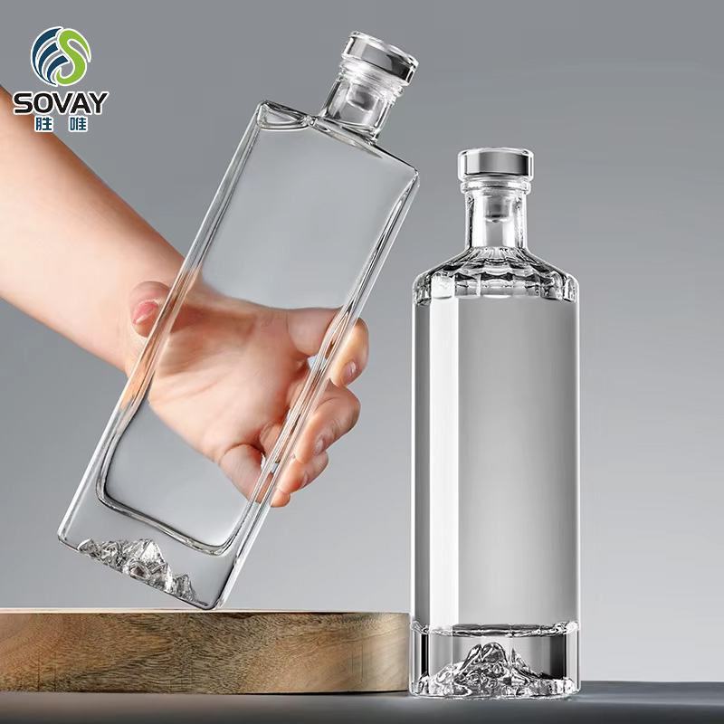 SW134 High-Quality Beautifully Designed Sealed Clear Brandy Tequila Glass Bottle for Spirits