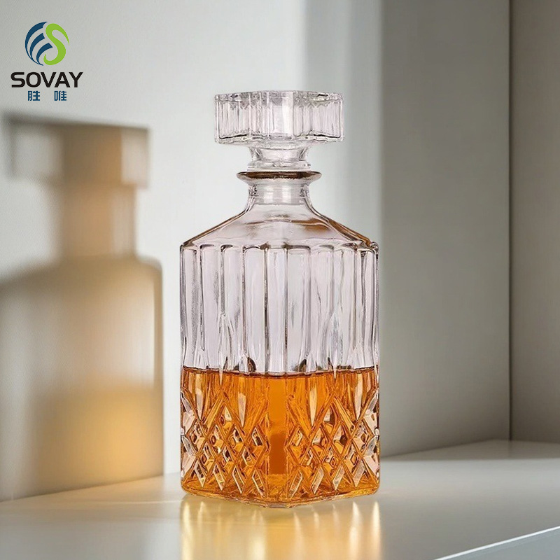 SW129N Hot Selling 700ml Screen Printed Whiskey Decanter Set with Rubber Stopper Best Price From China Factory for Tequila & Whisky