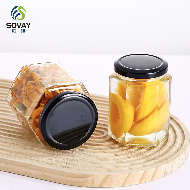SG17 Sample Provided 45ml 100ml 180ml 280ml 380ml 500ml 730ml Hexagonal Honey Glass Jar Jam Jar with Lid