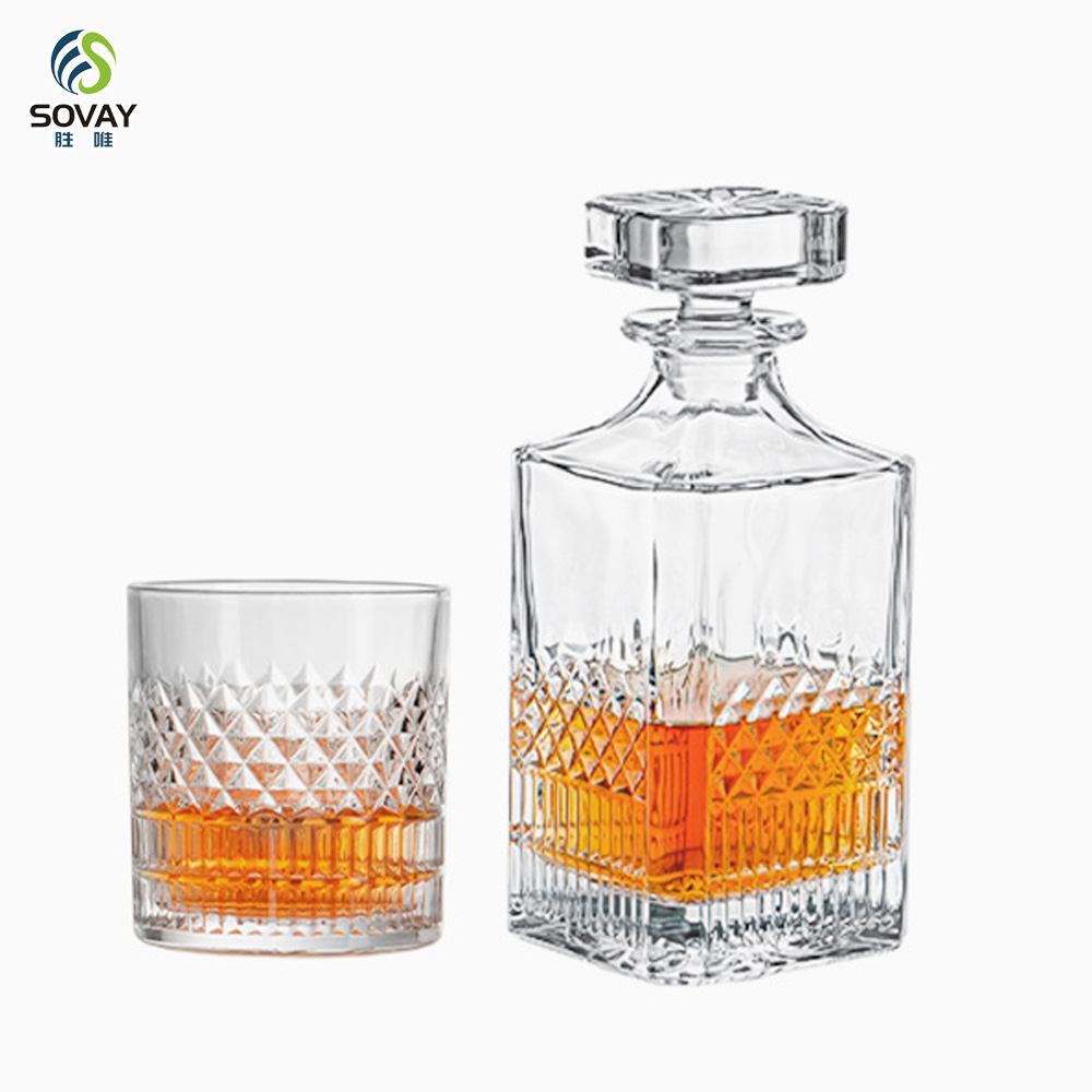 SW145N Wholesale 750ml Whiskey Decanter Crystal Lead Free Glass Whiskey Decanter with Round Glass Stopper