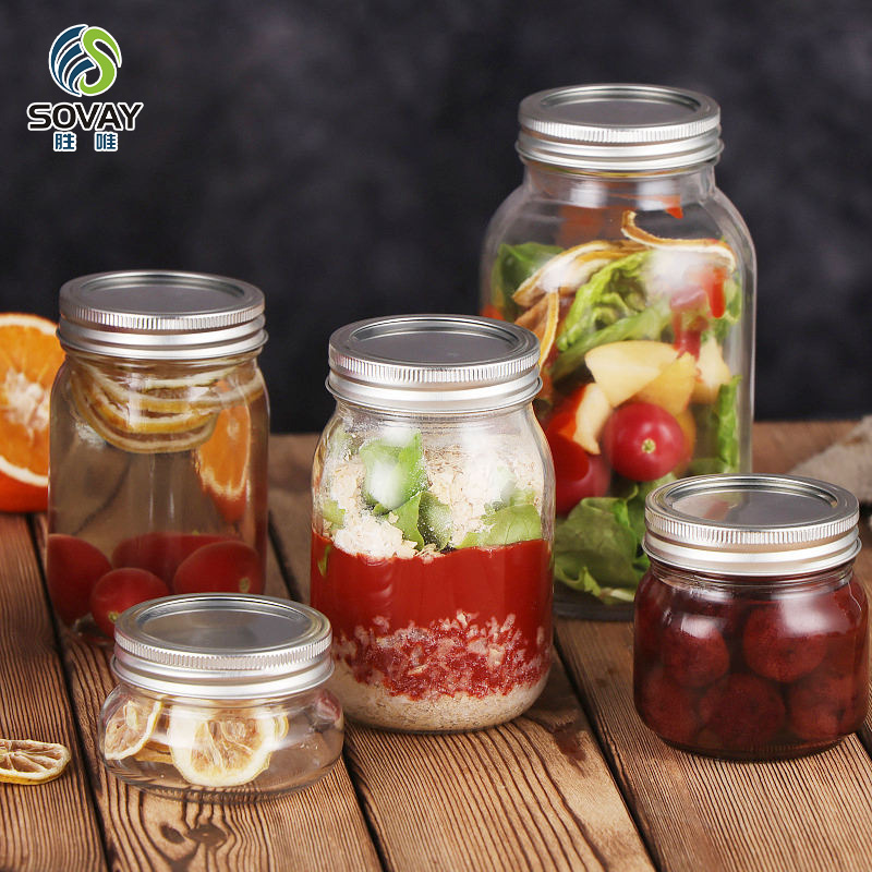 SG61N Wholesale 150ml 250ml 380ml 500ml 750ml 1000ml Food Safe Empty Glass Mason Jar Wide Mouth Jar with Lids