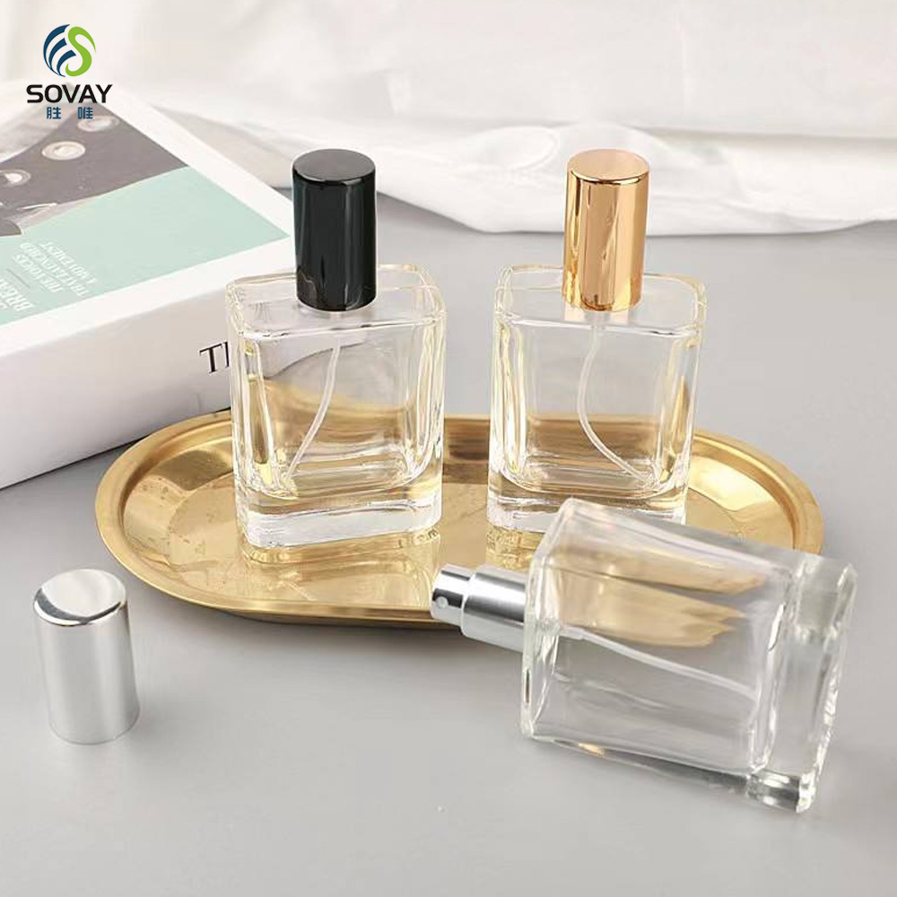 SP33N Square 30ml 50ml 100ml Luxury Empty Glass Spray Perfume Bottles Packaging Glass Bottle