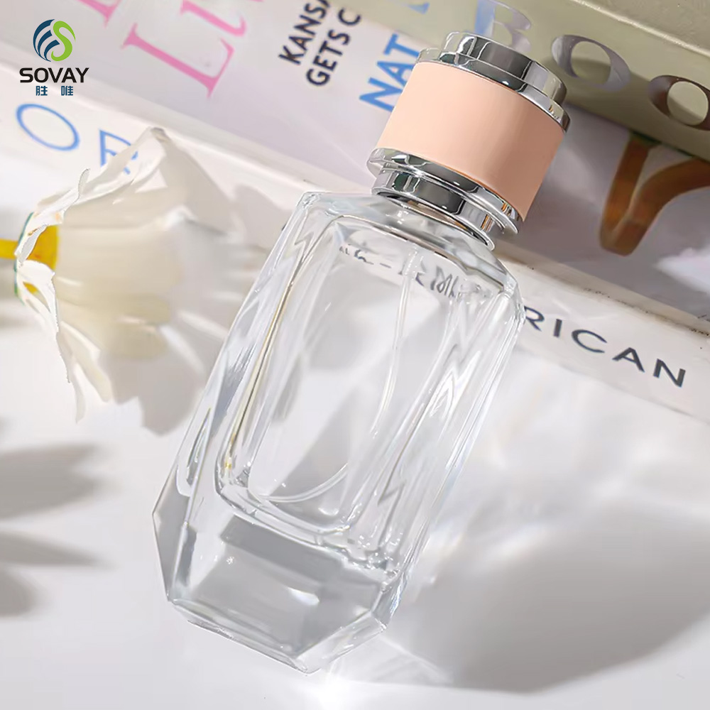 SP43 Luxury 100PCS Minimum Order Elegant 30ml/50ml/100ml Irregular Clear Glass Perfume Oil Bottle Pump Sprayer Cap Carton Box OEM/ODM
