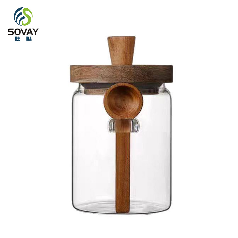 SG37N 400ml 600ml 900ml Modern Glass Sealed Storage Jar for Coffee Tea Kitchen Multigrain Snacks Condiments Cover Parties Customizable