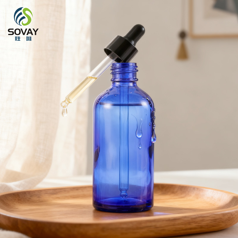 SE37 5ml 10ml 15ml 20ml 30ml 50ml 100ml Blue Glass Essential Oil Aluminum Dropper Bottles