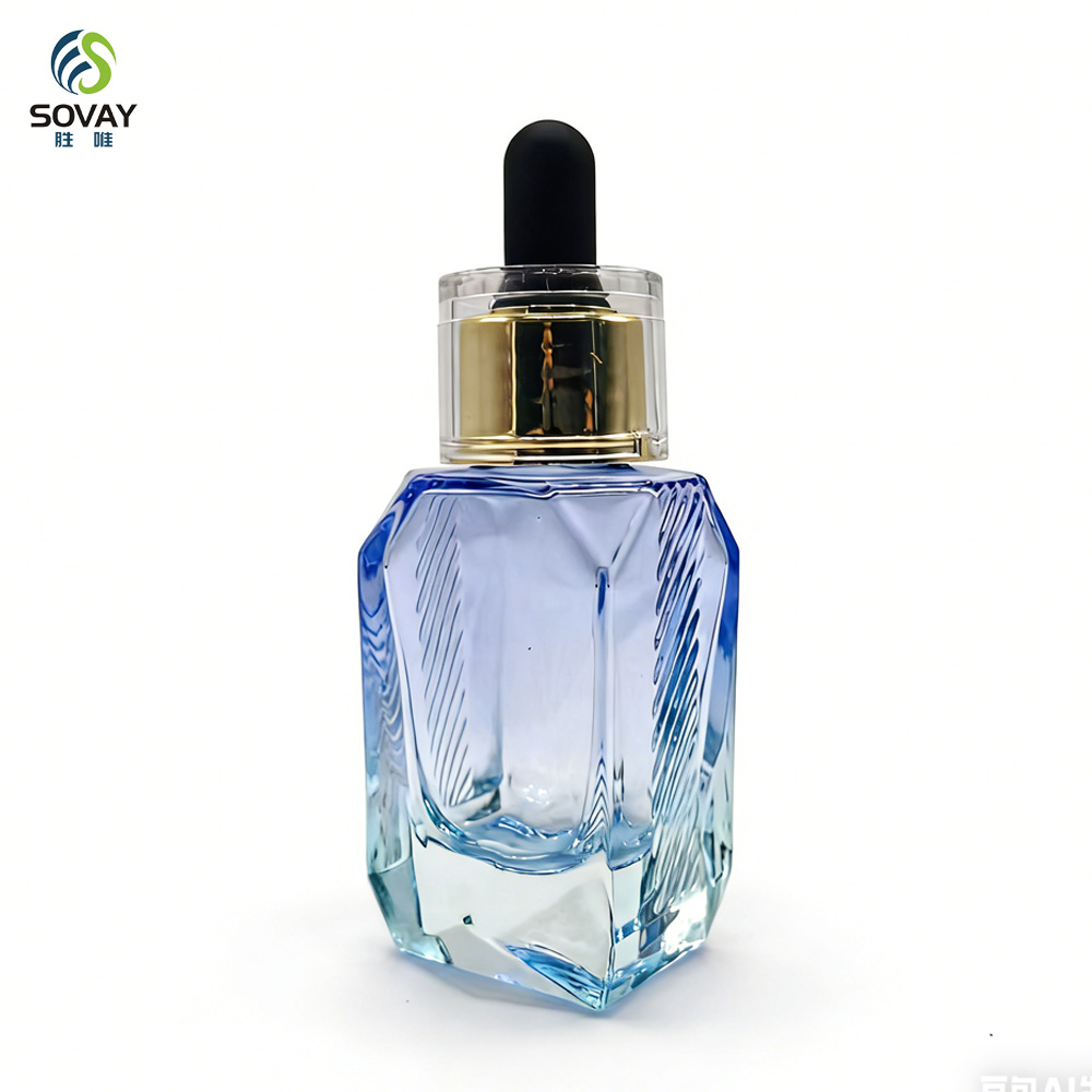 SE59 Luxury 30ml 50ml Flat Shoulder Square Serum Bottle Empty Thick Bottom 30 Ml Square Glass Essential Oil Bottle with Dropper