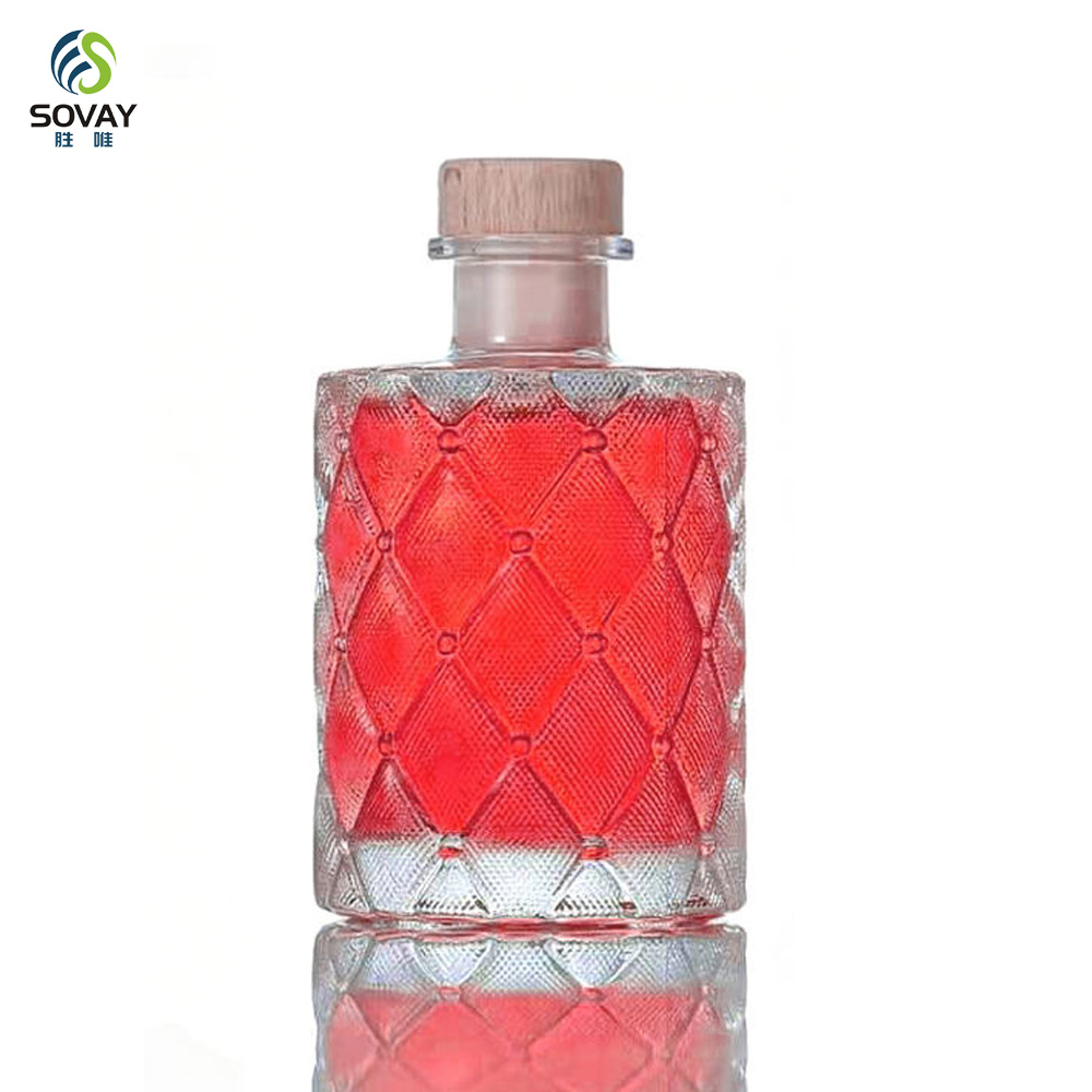 SW147N 200ml Clear Cylinder Reed Diffuser Glass Bottle with Cork-Sealed Empty Essential Oil Diffuser for Liquid Soap