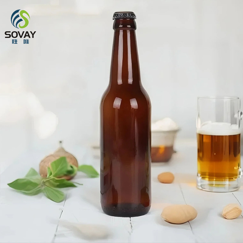 SB07N Factory Wholesale Custom Empty 330ml Green Clear Brown Amber Glass Beer Bottle