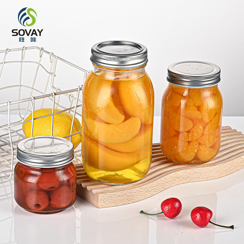 SG61N Wholesale 150ml 250ml 380ml 500ml 750ml 1000ml Food Safe Empty Glass Mason Jar Wide Mouth Jar with Lids