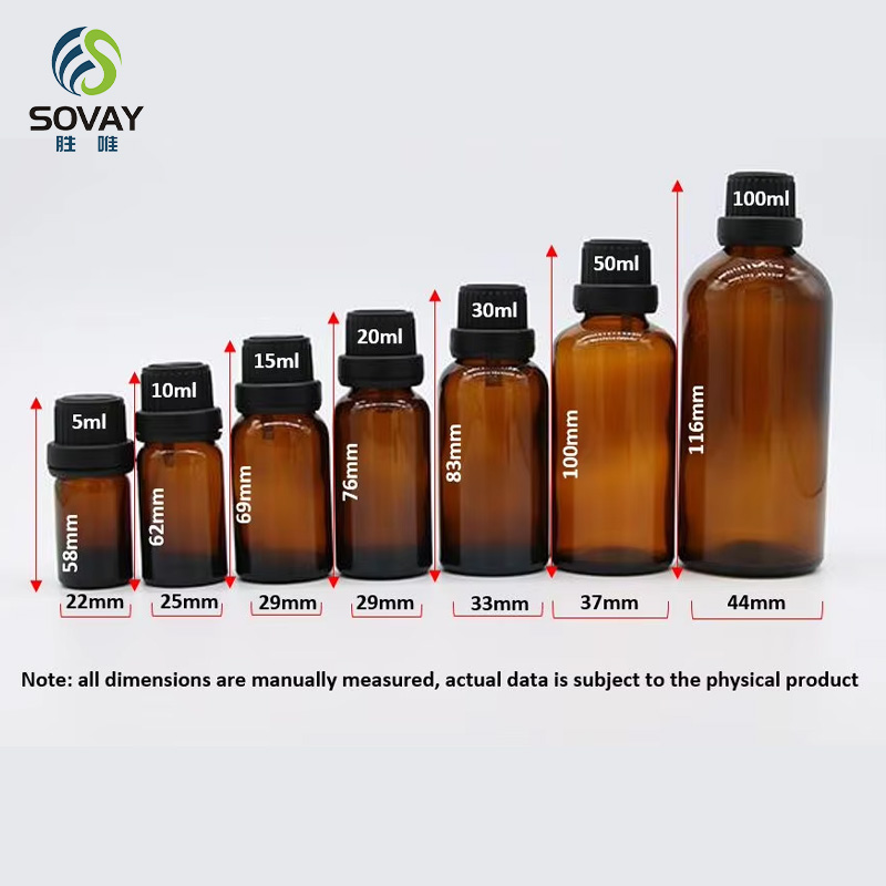 SE35N 5ml 10ml 15ml 20ml 30ml 50ml 100ml Brown&Matte Black Glass Essential Bottle with Insert Dropper