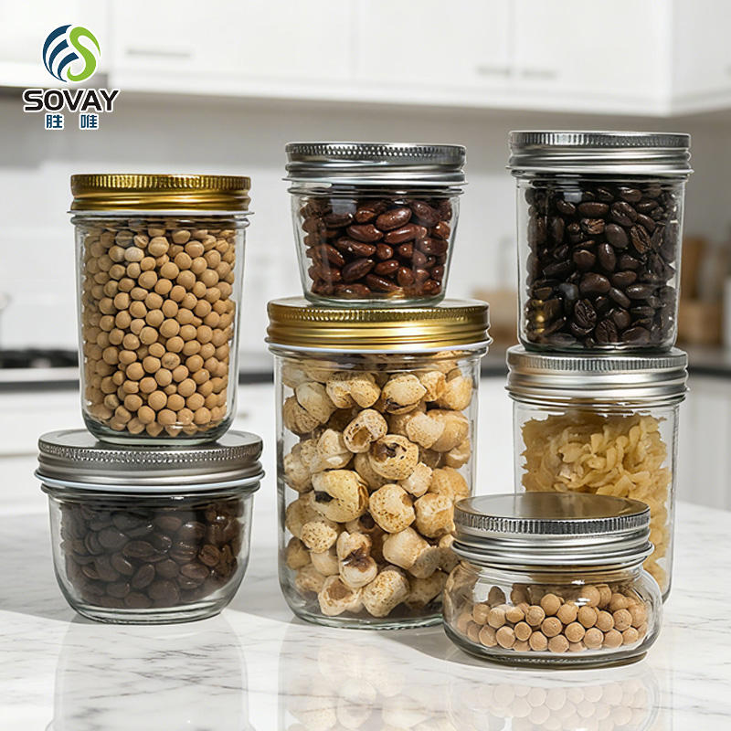 SG16 Wholesale Empty 100ml to 1000ml Wide Mouth Honey Jam Storage Glass Jar Pickle Food with Screw Cap