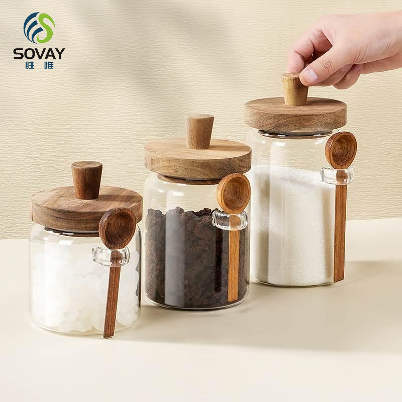 SG37N 400ml 600ml 900ml Modern Glass Sealed Storage Jar for Coffee Tea Kitchen Multigrain Snacks Condiments Cover Parties Customizable