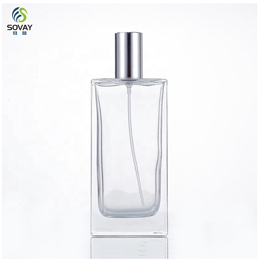 SP45 High Quality Clear Glass Spray Perfume Bottle Thick Bottom Square Empty 30ml 50ml 60ml 100ml Refillable Perfume Atomizer Bottle