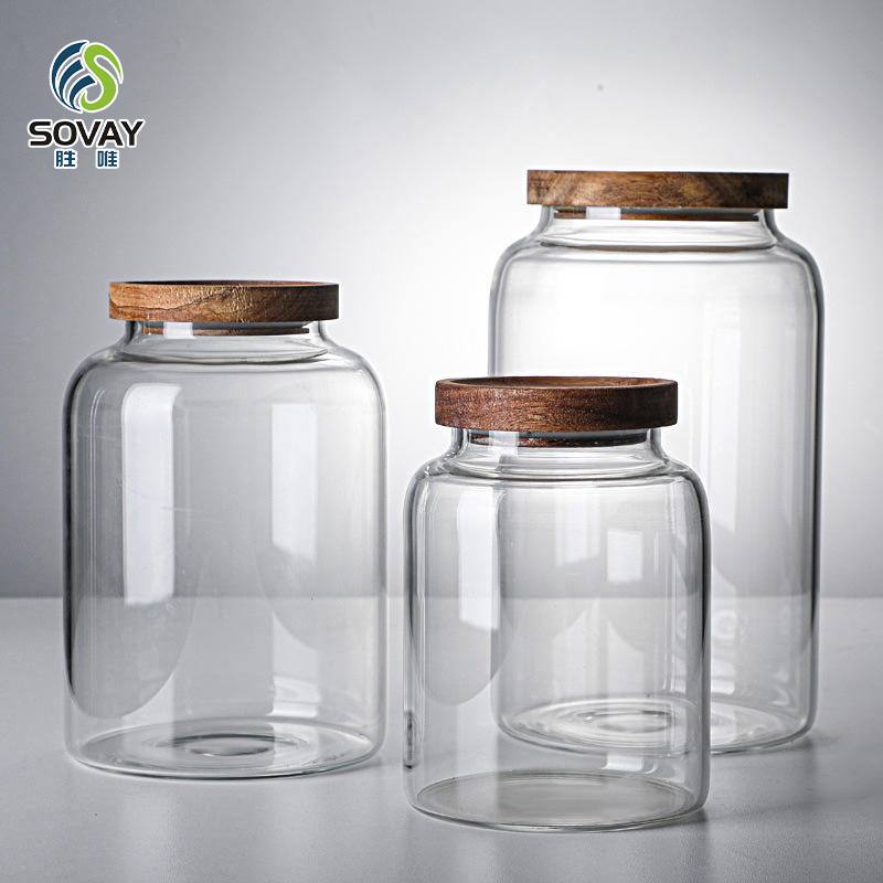 SG41N Modern Glass Spice Jar with Lid Home Kitchen Food Storage Container for Party Use