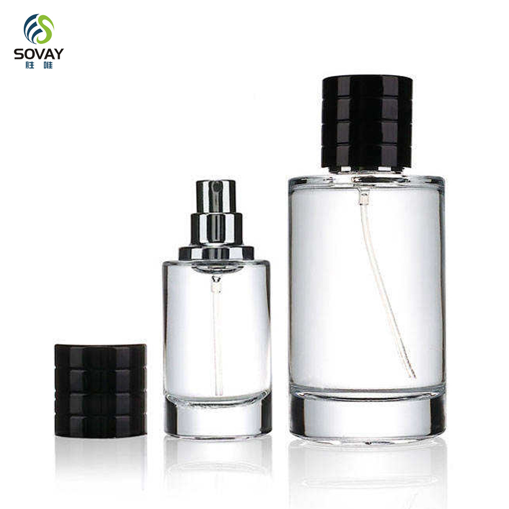 SP23 Luxury Custom 25ml 50ml 100ml Clear Frosted Cylinder Empty Spray Glass Perfume Bottle with Packaging Box