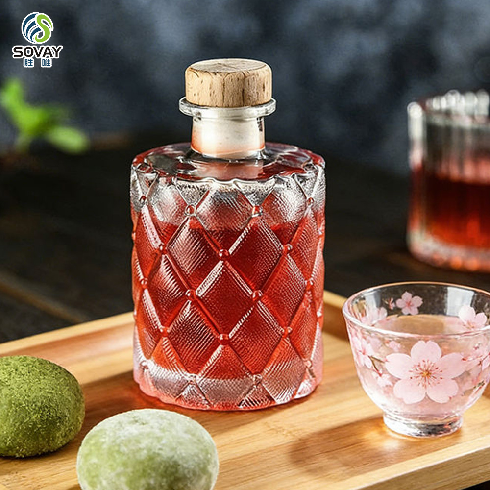 SW147N 200ml Clear Cylinder Reed Diffuser Glass Bottle with Cork-Sealed Empty Essential Oil Diffuser for Liquid Soap