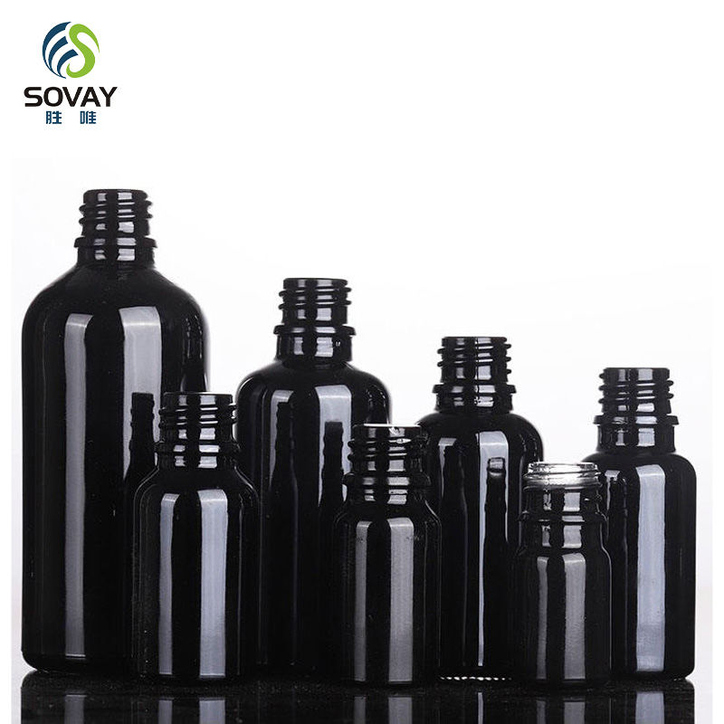 SE40 Matte Black Glass Essential Oil Serum Dropper Bottle with Tamper Proof Screw Cap 5ml to 100ml Sizes MOQ 100PCS