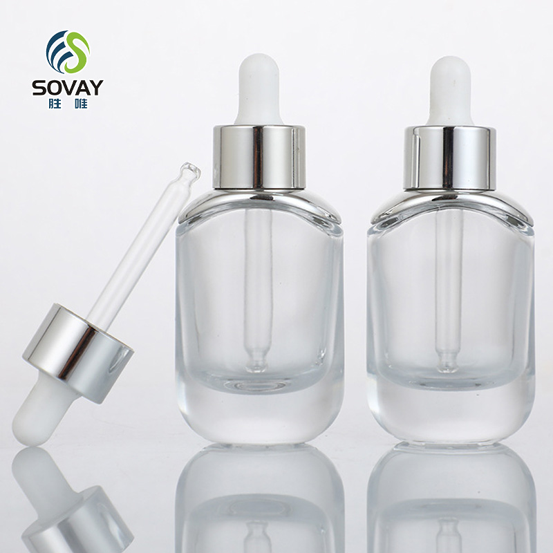 SE45N Luxury 30 Ml Thick Bottom Customized 15ml 30ml 50ml Oval Glass Dropper Bottle Serum Essential Oil Perfume Glass Cosmetic Bottle