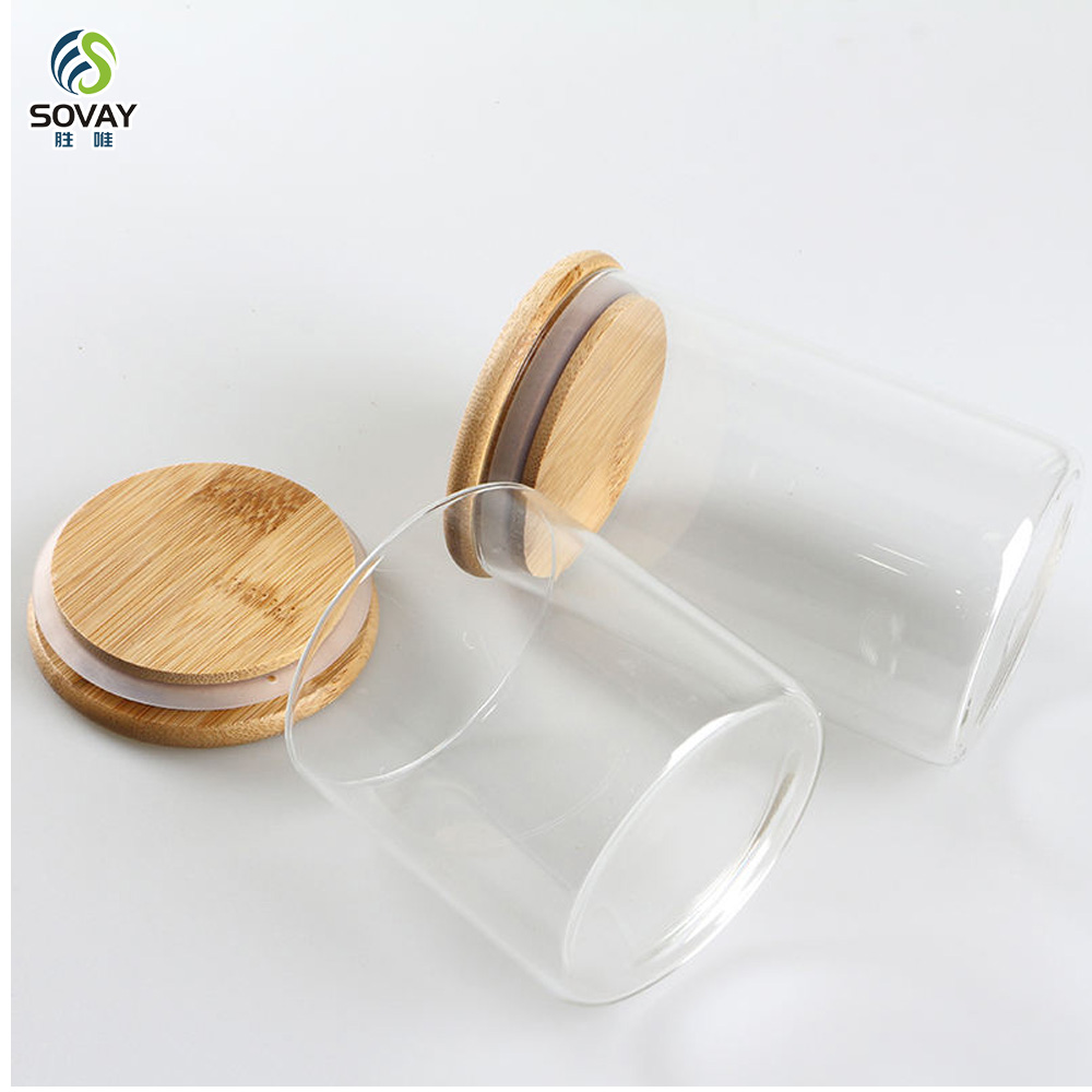 SG05 Borosilicate Glass Jars 2oz 3oz 4oz 5oz 6oz 10oz with Natural Bamboo Lid