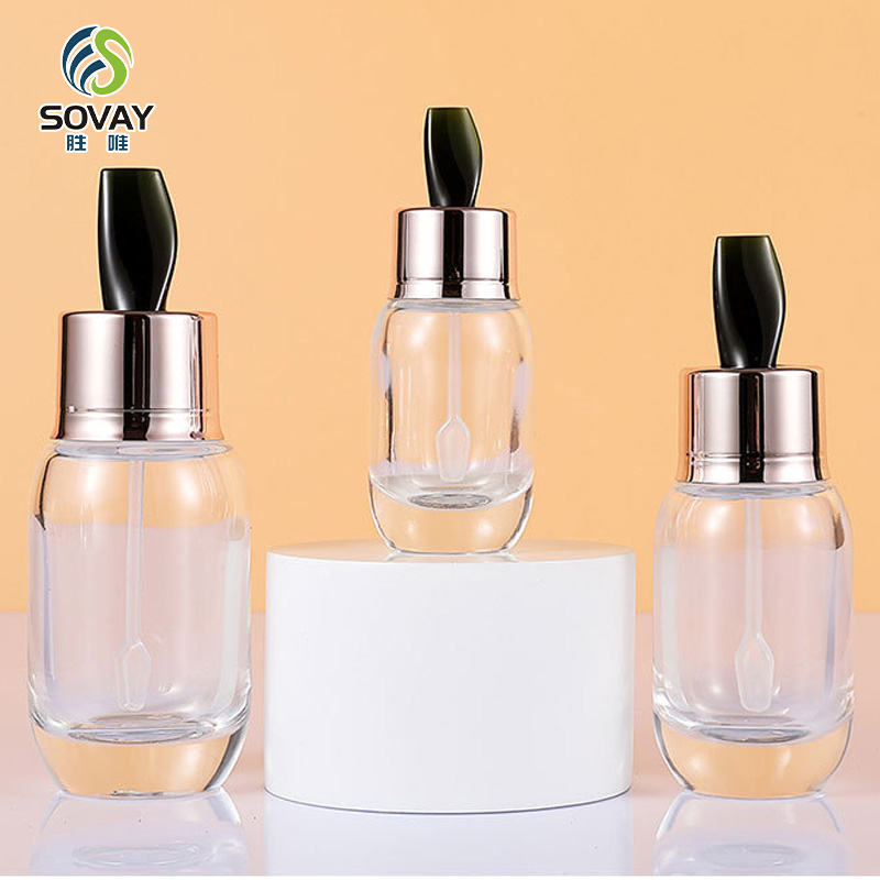 SE44 Famous Brand Premium Customizable 15ml 30ml 50ml Clear Green Glass Designs Bottles with Stirring Stick for Skin Care Serum Cream