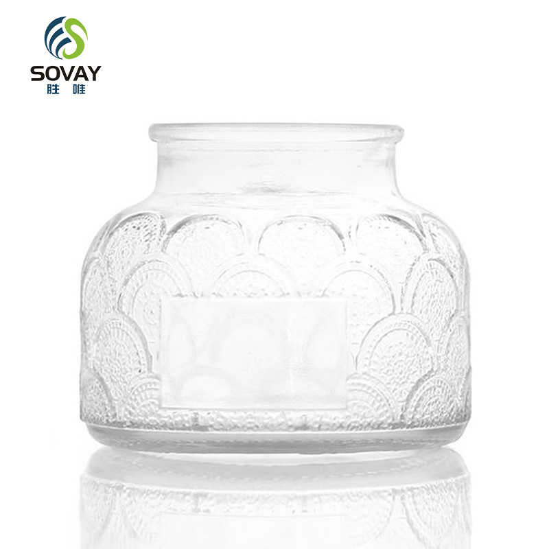 SG60N High Borosilicate Carved Glass Storage Jar Custom Kitchen Logo/Label Candy Tank Sealed Wooden Lid Jiangsu Food Grade