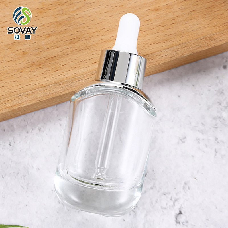 SE45N Luxury 30 Ml Thick Bottom Customized 15ml 30ml 50ml Oval Glass Dropper Bottle Serum Essential Oil Perfume Glass Cosmetic Bottle