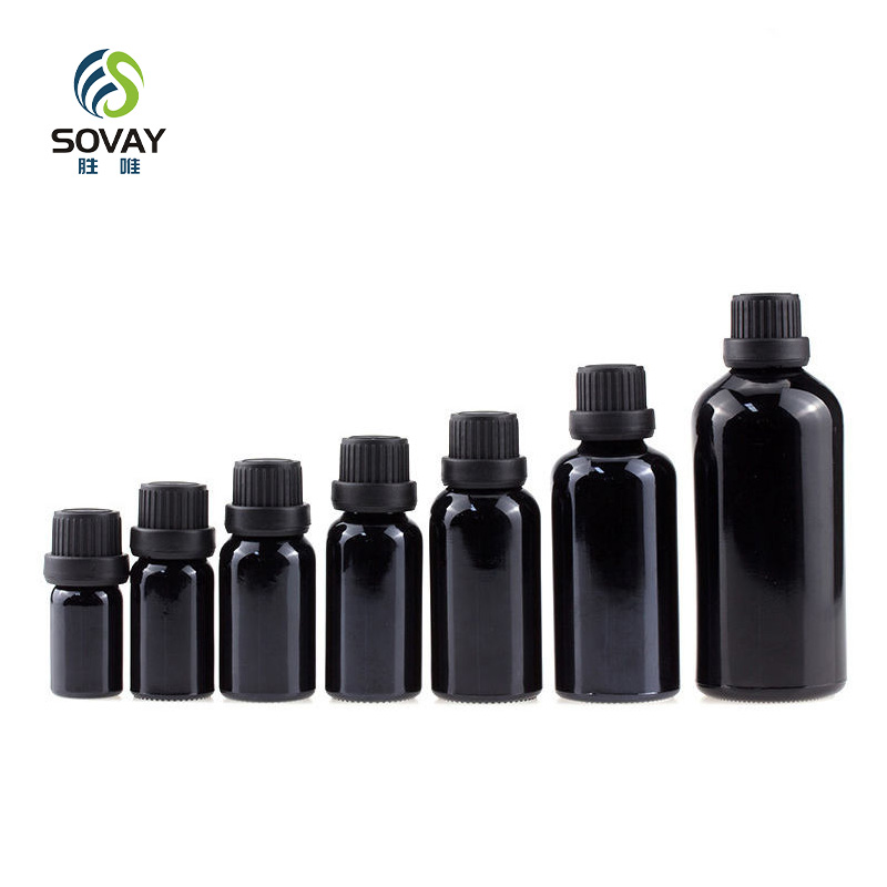 SE40 Matte Black Glass Essential Oil Serum Dropper Bottle with Tamper Proof Screw Cap 5ml to 100ml Sizes MOQ 100PCS