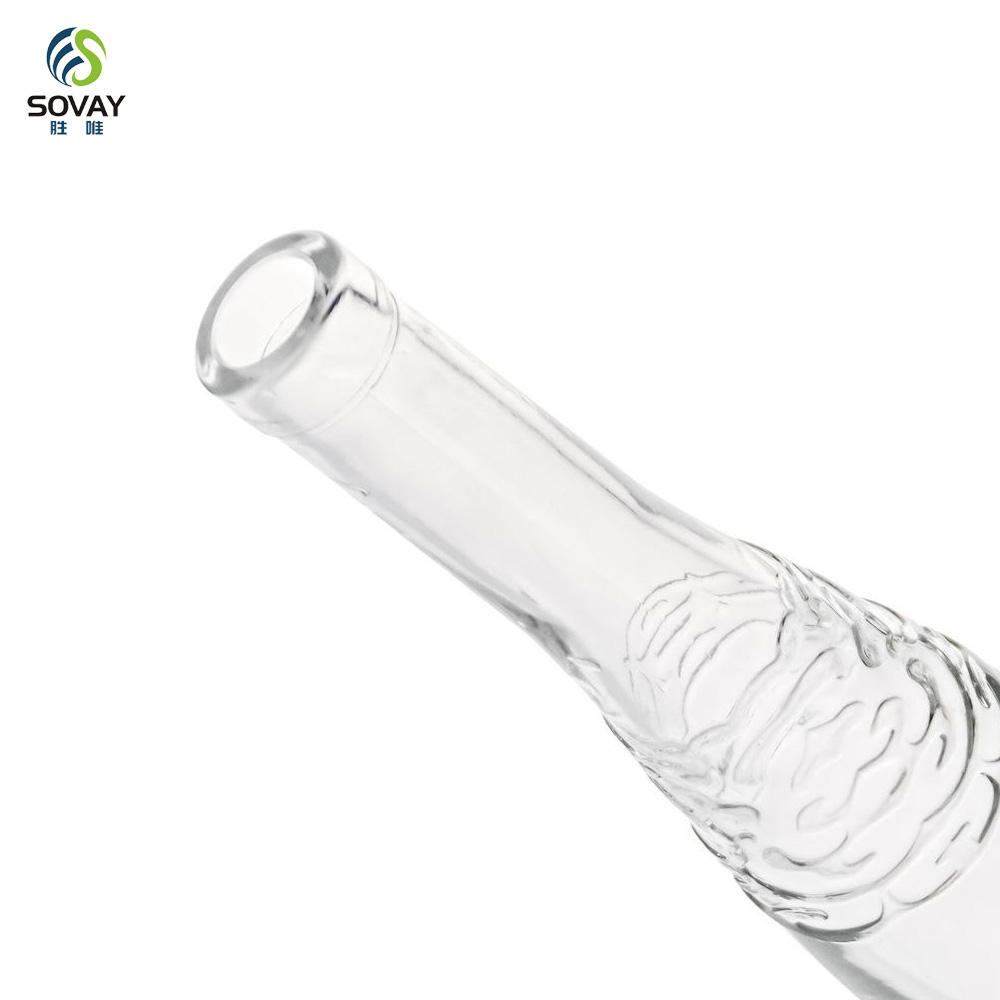 SW166 Evian 250ml Mini Glass Bottles Round Flat Shape with Cork Sealing for Tequila Cocktail Bitters Brandy