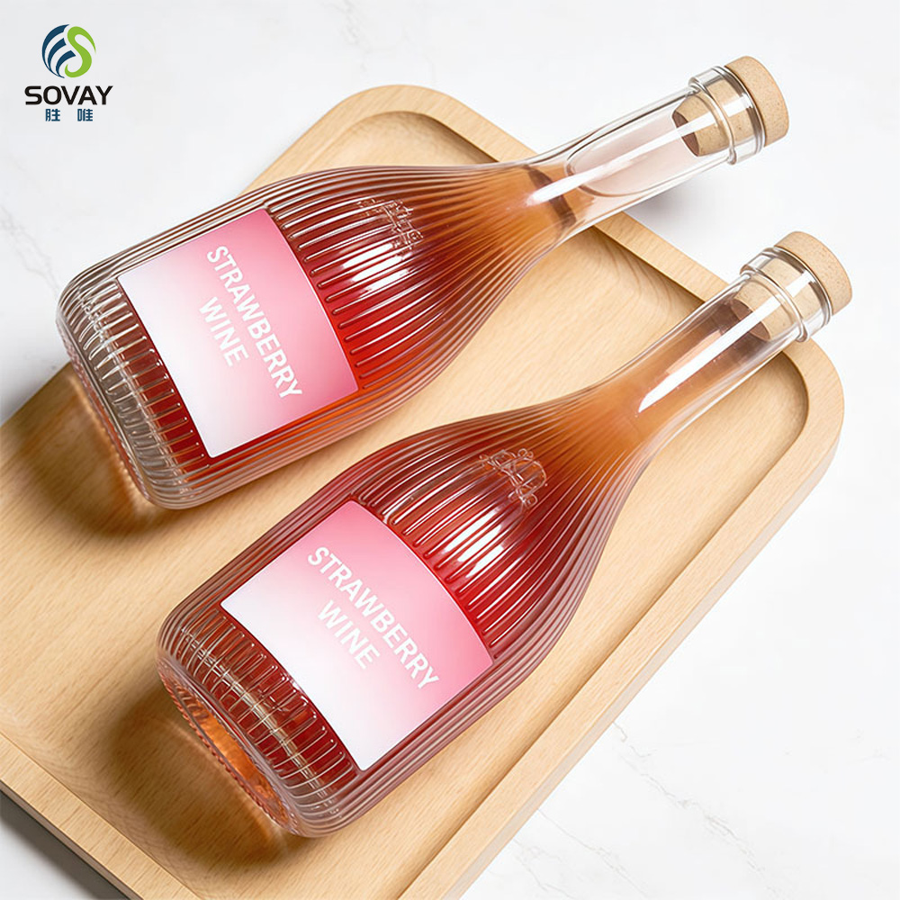 SW137 Factory Direct New Exquisite Craft Crystal Stripes Carved Window Sealing Red Wine Wine Bottles Glass Bottles