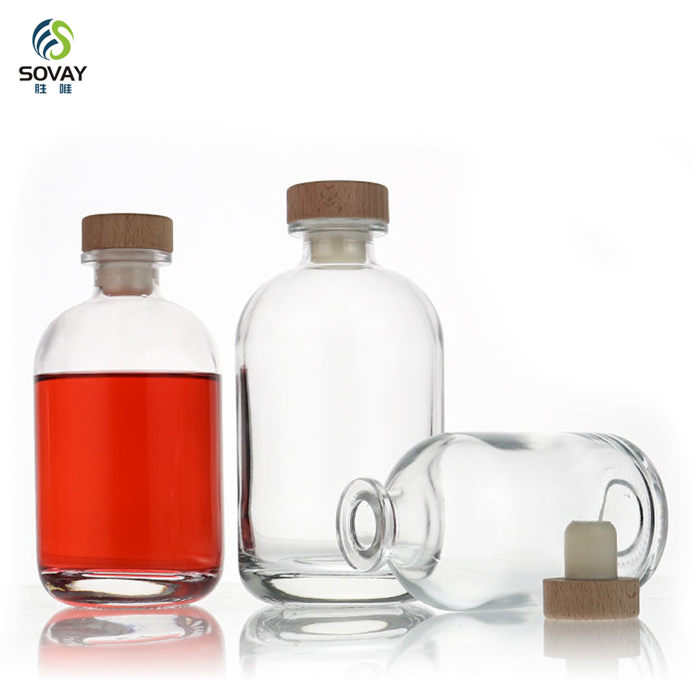 SW163 100ml 250ml 375ml 500ml Essential Oils Glass Aroma Diffuser Bottle Vodka Liquor Glass Bottle with Cap