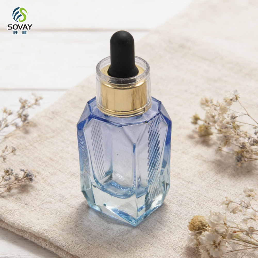 SE59 Luxury 30ml 50ml Flat Shoulder Square Serum Bottle Empty Thick Bottom 30 Ml Square Glass Essential Oil Bottle with Dropper