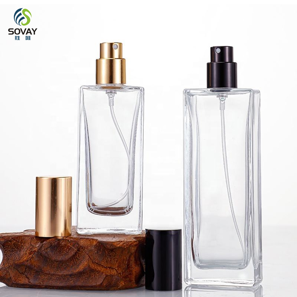 SP45 High Quality Clear Glass Spray Perfume Bottle Thick Bottom Square Empty 30ml 50ml 60ml 100ml Refillable Perfume Atomizer Bottle