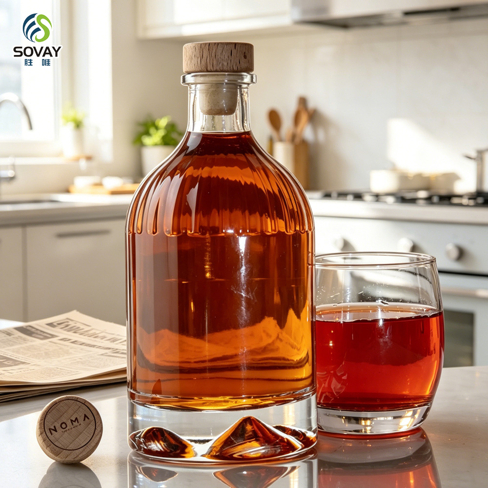 SW167 High Quality Custom Fancy Shape Clear Spirits Liquor Glass Bottles 500ml Customizable Bottle