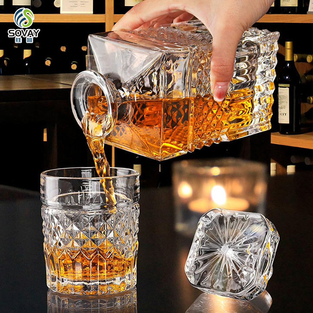 SW145N Wholesale 750ml Whiskey Decanter Crystal Lead Free Glass Whiskey Decanter with Round Glass Stopper