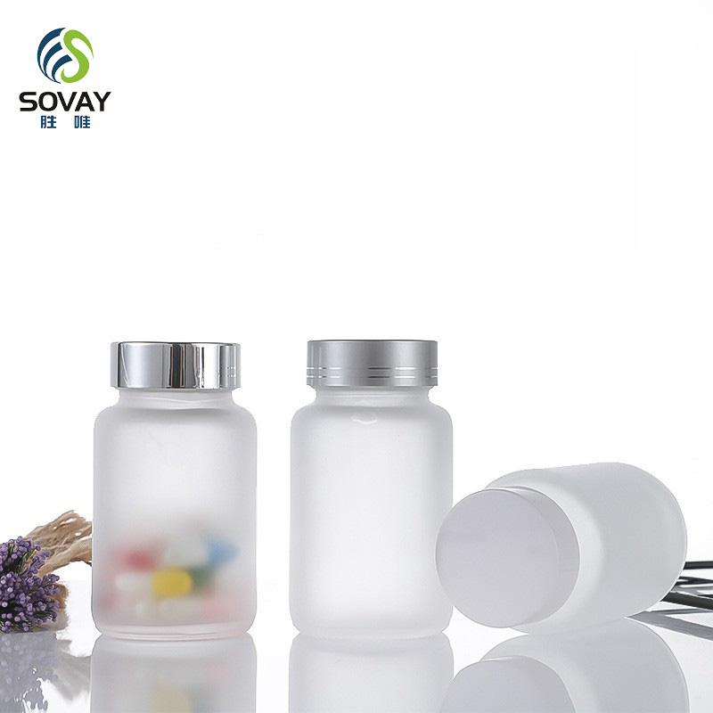SM20 50 60 80 100 120 150 500 Ml Wide Mouth Amber Glass Capsules Tablet Pill Bottle with Silver Aluminium Screw Cap