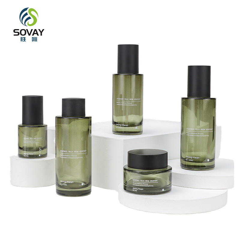 SC02N China Competitive Price Cosmetic Dropper Bottle Transparent Skincare Set Packaging Lotion Toner Perfume Oil Cream Jar