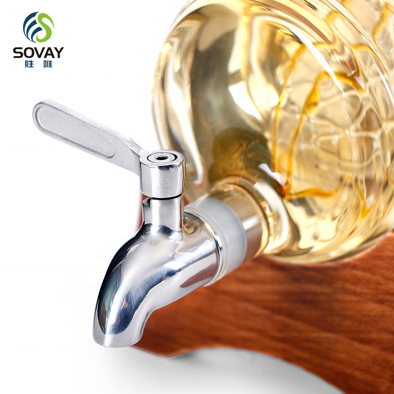 SA17N Factory Directly Sells 850ml 1000ml Cheap Unique Antique Hand Made Blown Barrel Shaped Glass Wine Decanter with Wooden Stand