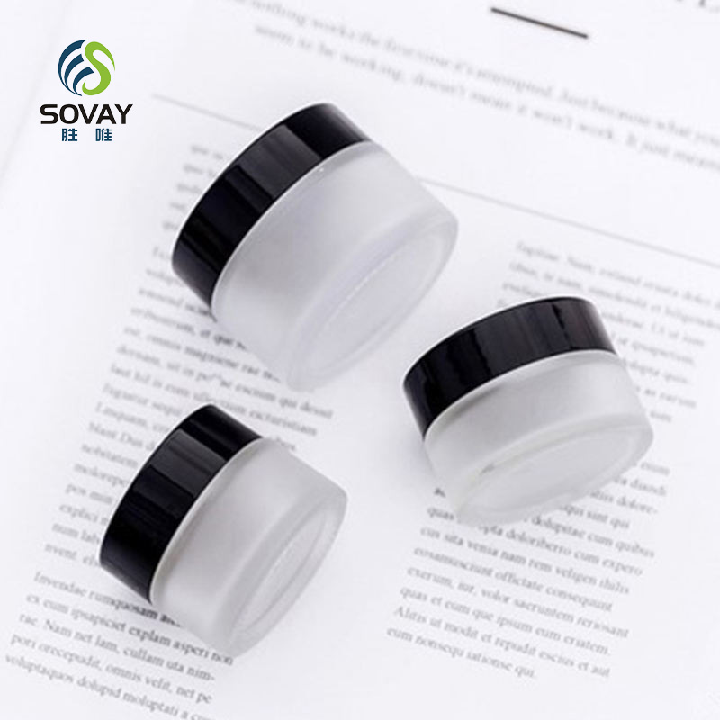 SC08 Luxury Custom 5g 10g 15g 20g 30g 50g 60g 100g Unique Gold Electroplated Lid Frosted Clear Glass Jar Serum Cream Body Scrub Glass Cosmetic Jar