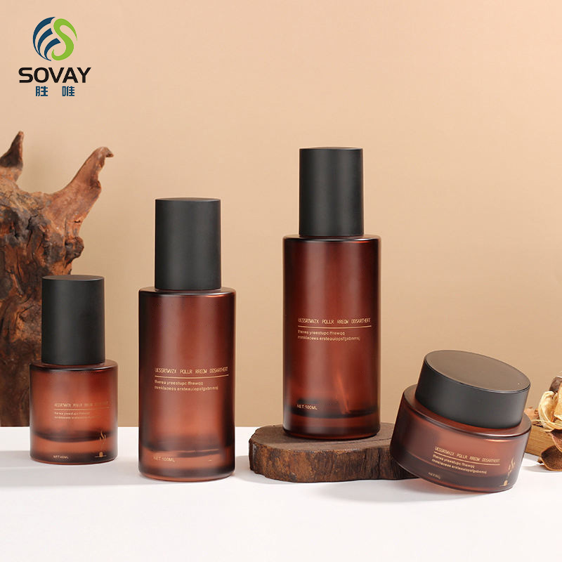 SC02N China Competitive Price Cosmetic Dropper Bottle Transparent Skincare Set Packaging Lotion Toner Perfume Oil Cream Jar